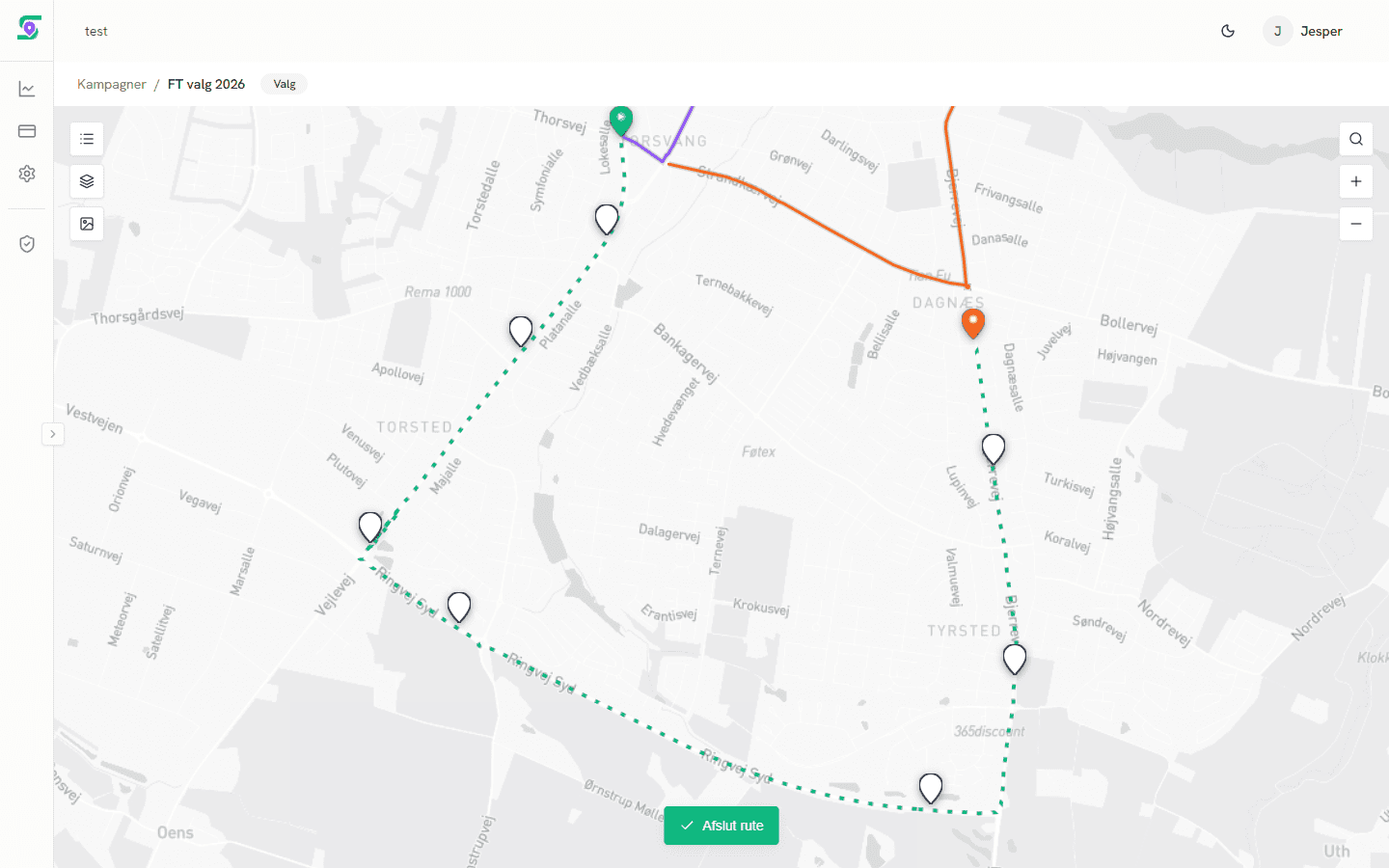 Tegn ruter direkte på kortet