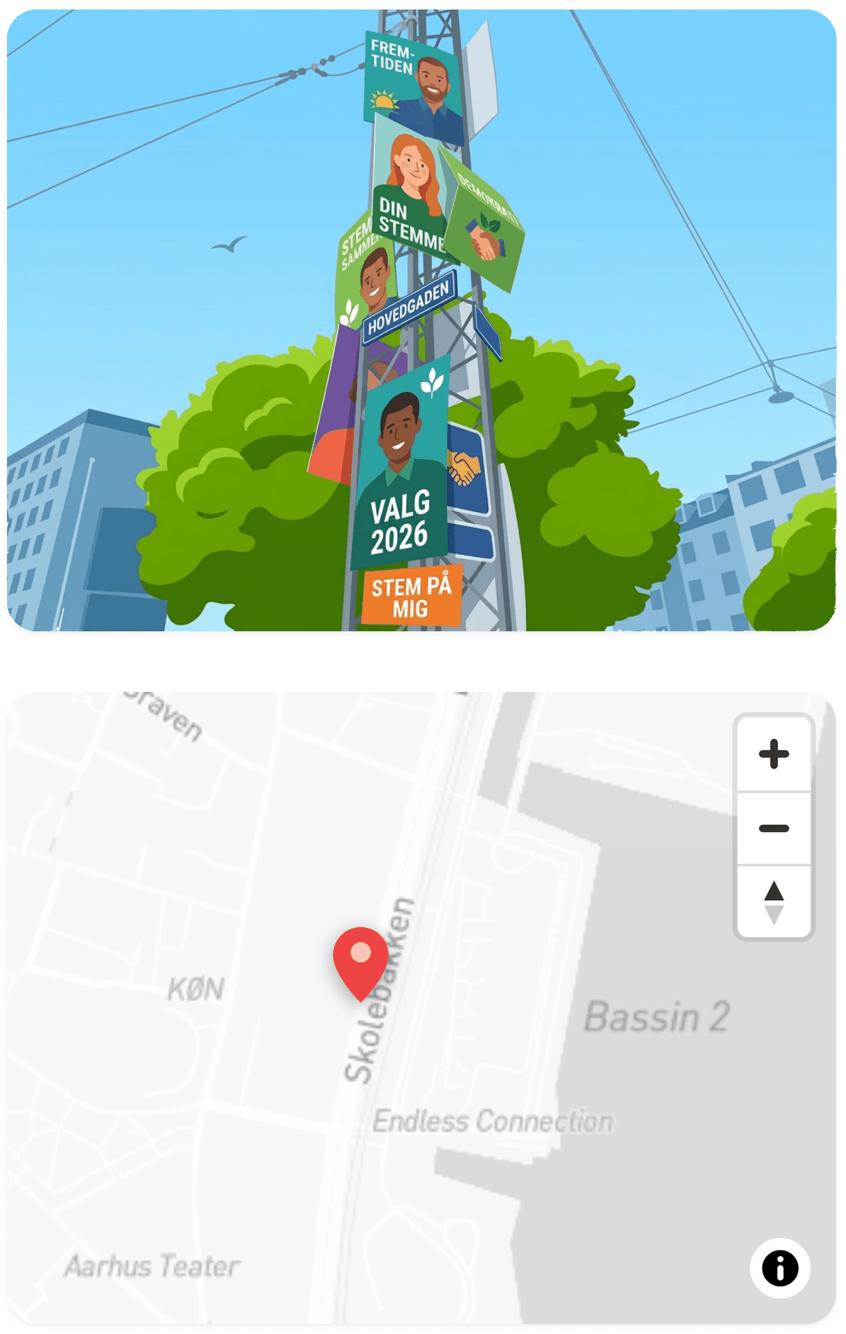 Eksempel på delt indberetning med foto og kort