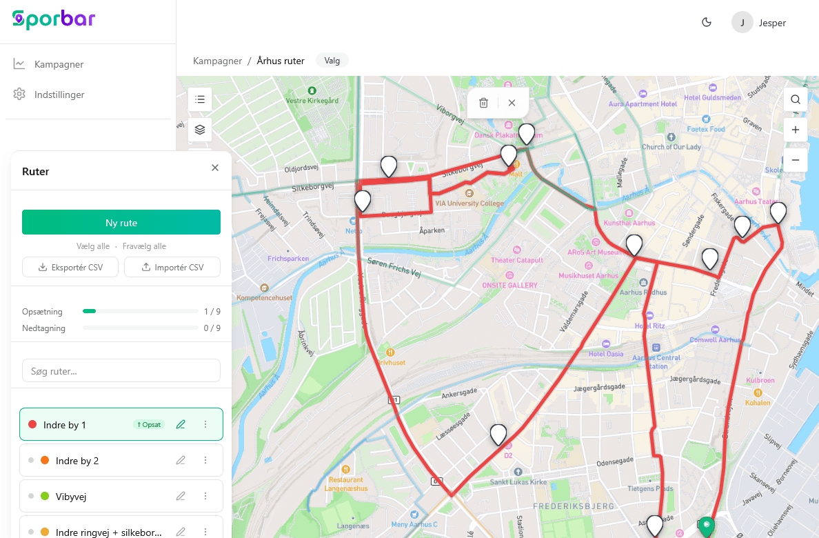 Kortvisning med ruter i Horsens