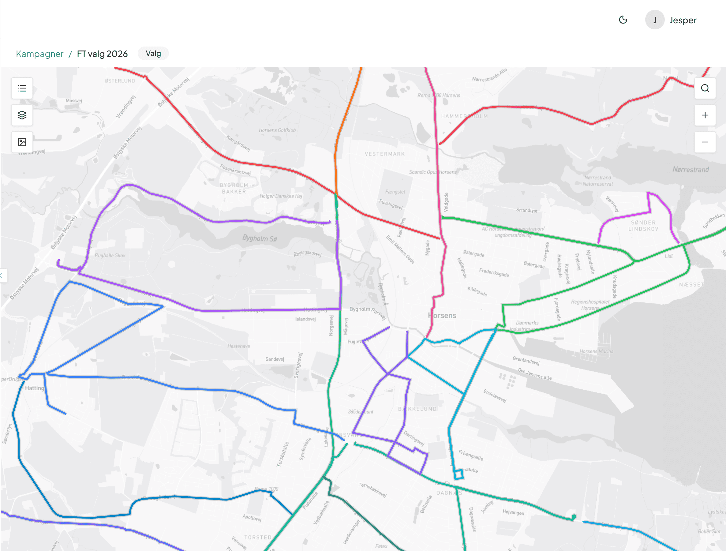 Kortvisning med ruter i Horsens