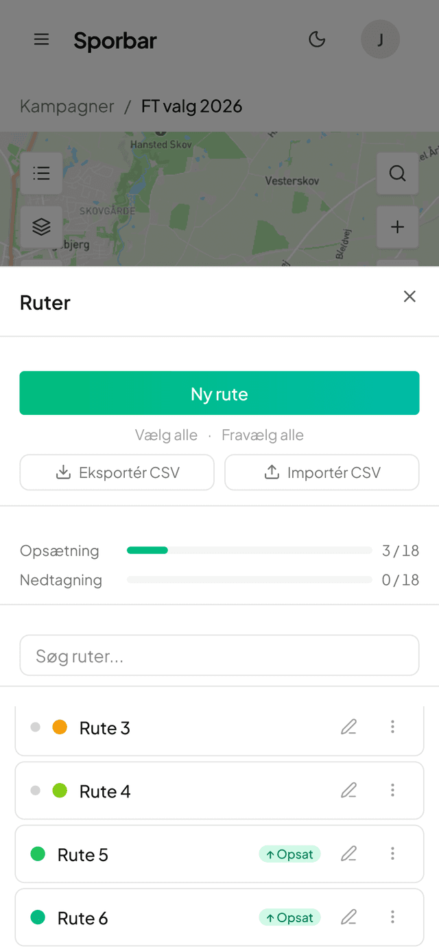 Afsluttede ruter overblik