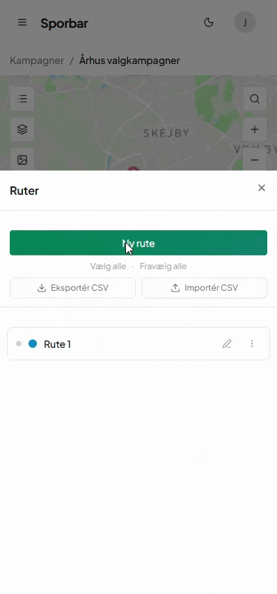 Sporbar rute-oprettelse på mobil